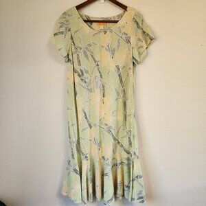 Nani Hawaiian Women Mini Dress Size L, Multicolor, Bamboo Flower, Rufle, Classic